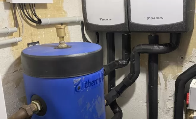 Pose une pompe à chaleur Daikin Alterma 12kw en haute température à Plerin , Plouha, LCS Le Corre Chauffage Sanitaire